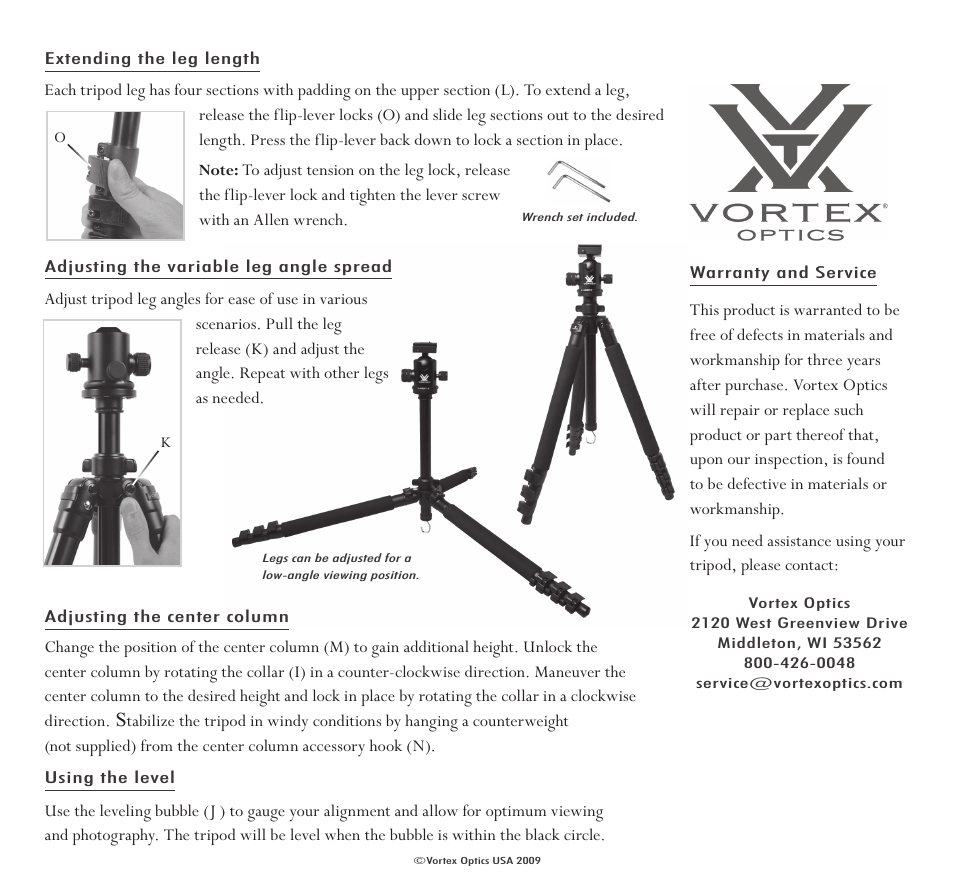 Vortex Optics DAKOTA TACTICAL TRIPOD KIT User Manual | Page 2 / 2