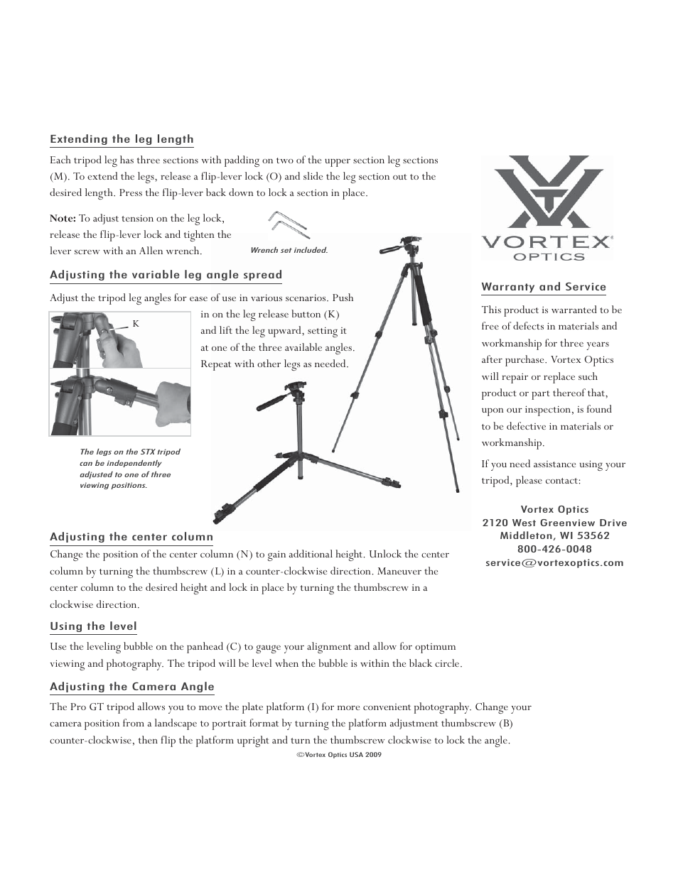 Vortex Optics PRO GT TRIPOD KIT User Manual | Page 2 / 2