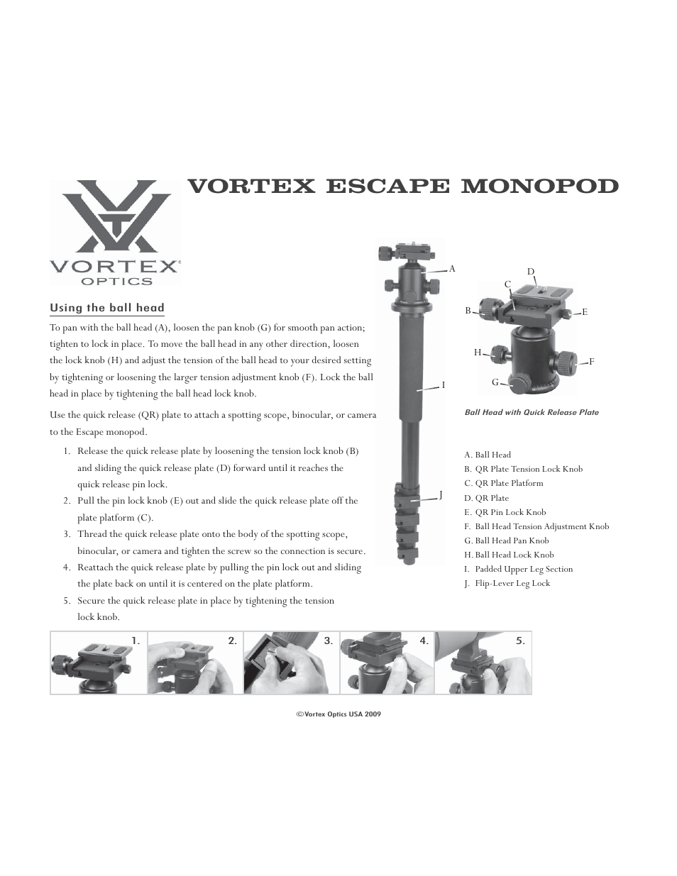 Vortex Optics ESCAPE MONOPOD User Manual | 2 pages