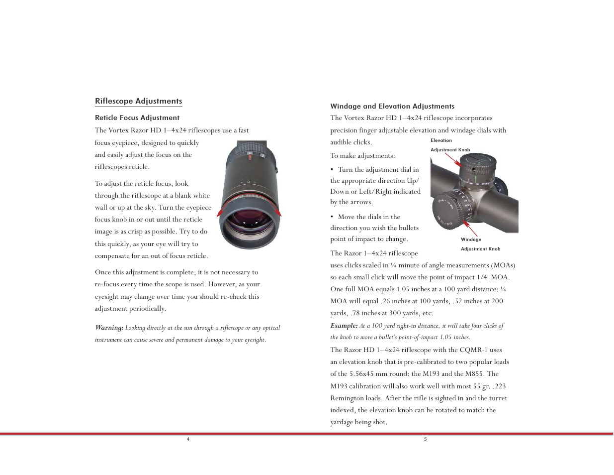 Vortex Optics RAZOR HD 1-4X24 (MOA) - CQMR-1 MOA User Manual | Page 3 / 12