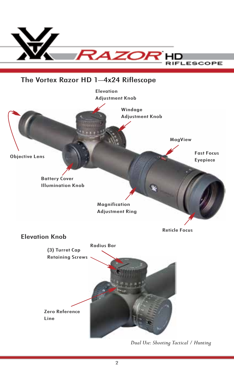 The vortex razor hd 1–4x24 riflescope | Vortex Optics RAZOR HD 1-4X24 (MOA) - EBR-556 MOA User Manual | Page 4 / 30