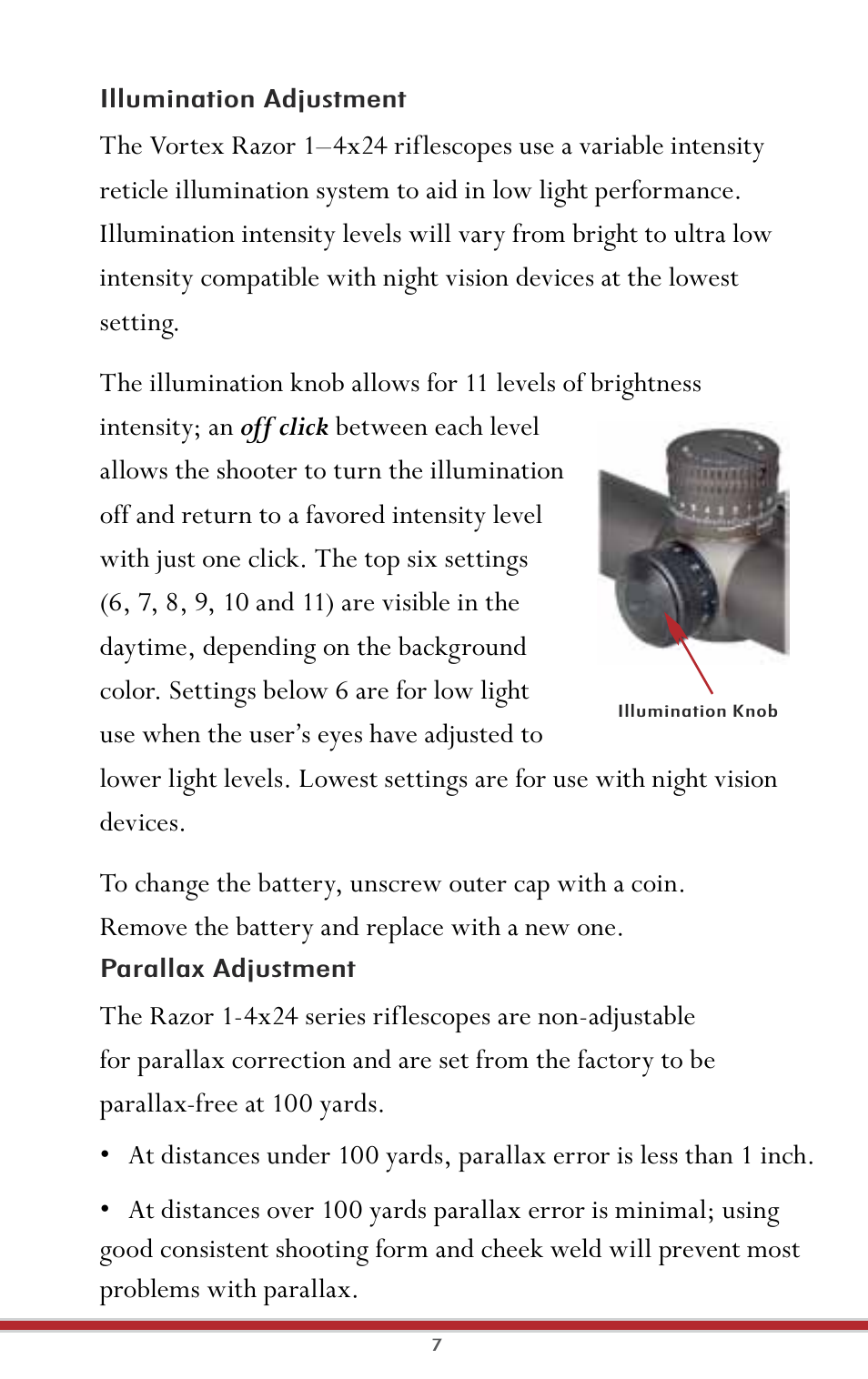 Vortex Optics RAZOR HD 1-4X24 (MOA) - EBR-556 MOA User Manual | Page 9 / 30