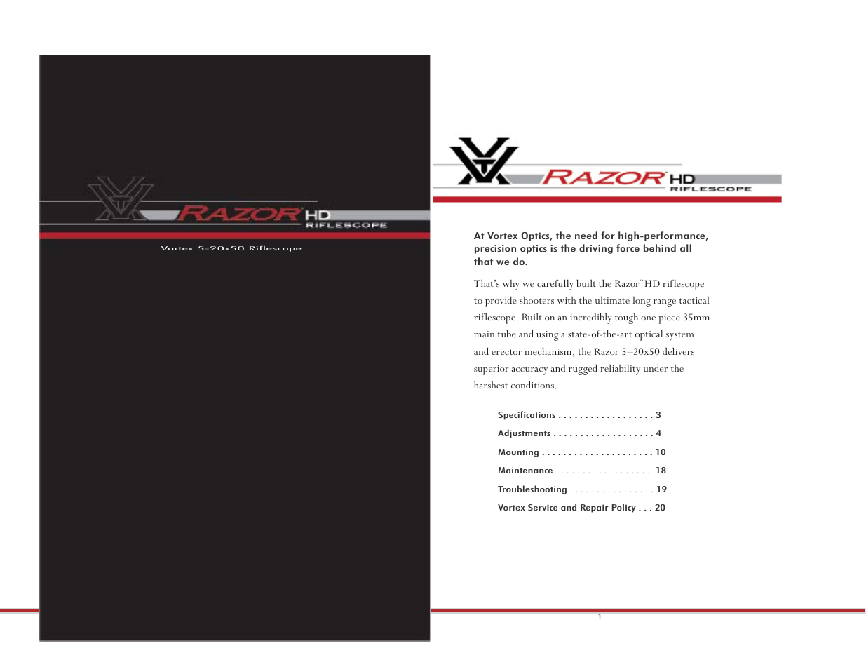 Vortex Optics RAZOR HD 5-20X50 (MRAD) - EBR-2 5 MRAD TURRETS User Manual | 11 pages