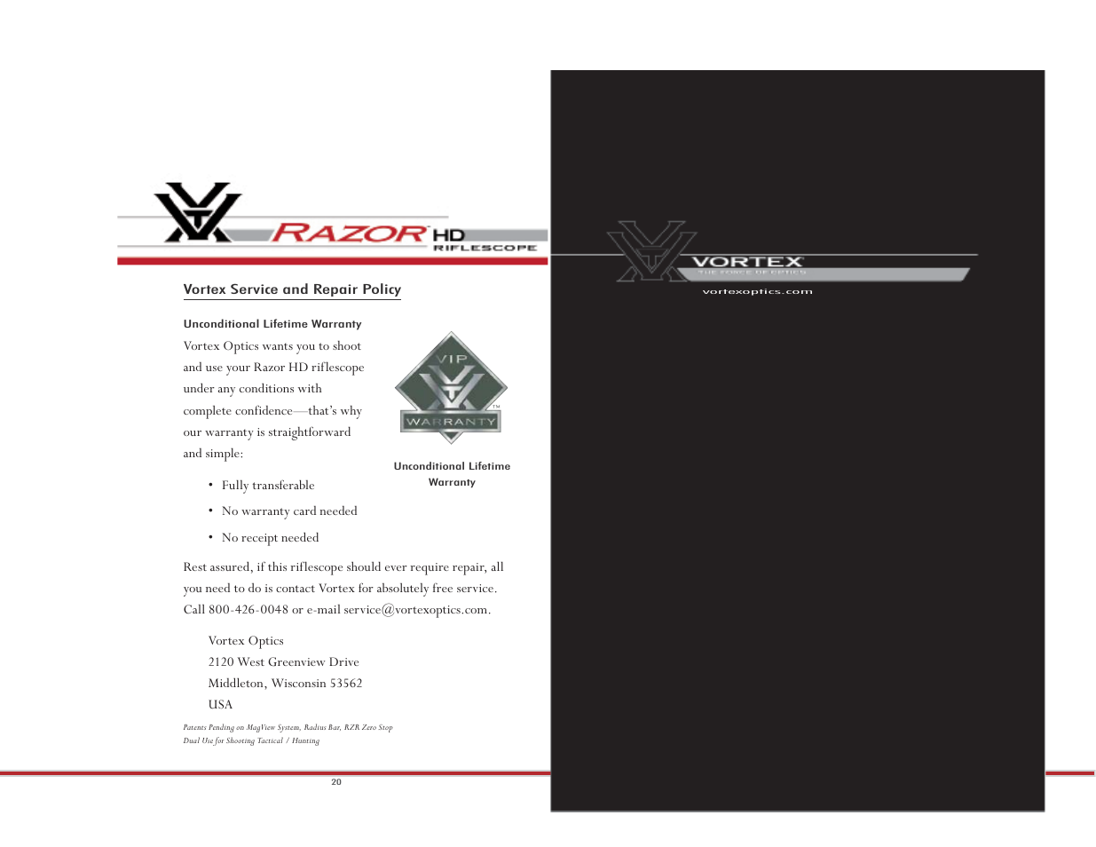 Vortex Optics RAZOR HD 5-20X50 (MRAD) - EBR-2 5 MRAD TURRETS User Manual | Page 11 / 11