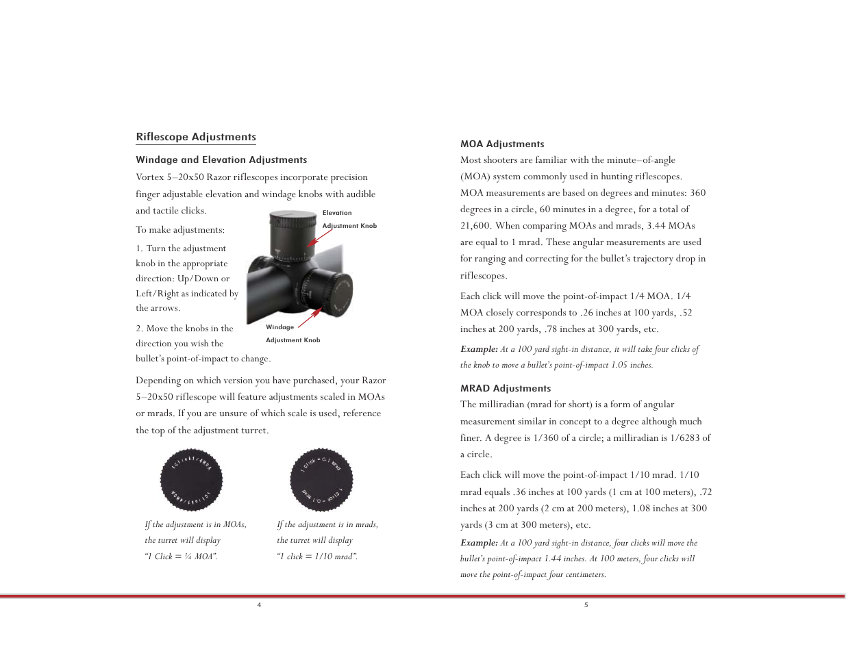 Vortex Optics RAZOR HD 5-20X50 (MRAD) - EBR-2 5 MRAD TURRETS User Manual | Page 3 / 11