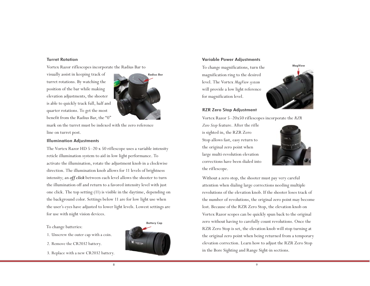 Vortex Optics RAZOR HD 5-20X50 (MRAD) - EBR-2 5 MRAD TURRETS User Manual | Page 5 / 11
