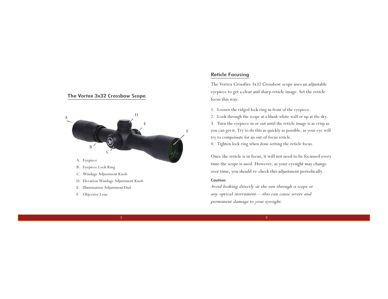 Vortex Optics CROSSFIRE 3X32 CROSSBOW - CROSSBOW ILLUMINATED User Manual | Page 2 / 8
