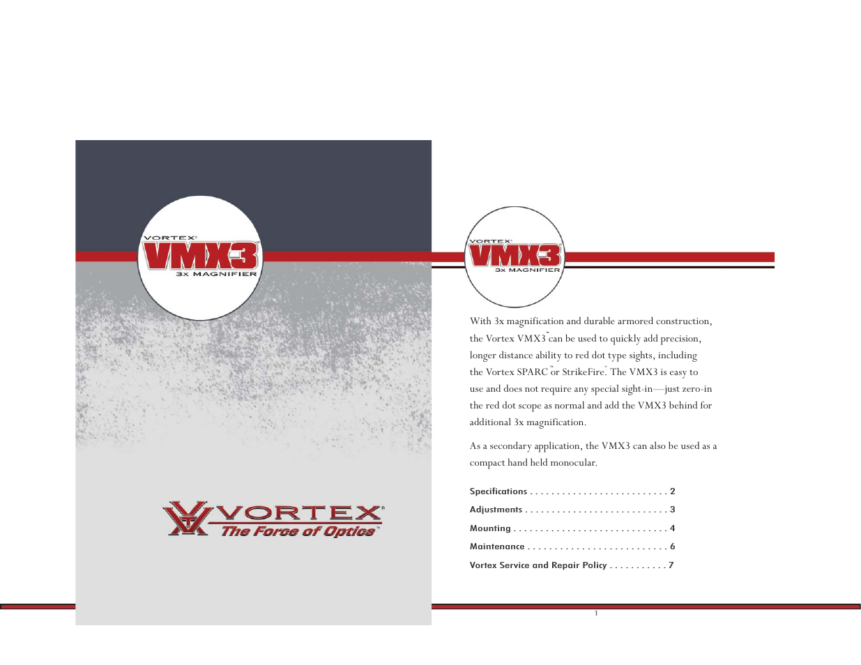 Vortex Optics VMX3 MAGNIFIER - VMX3 COMBO User Manual | 5 pages