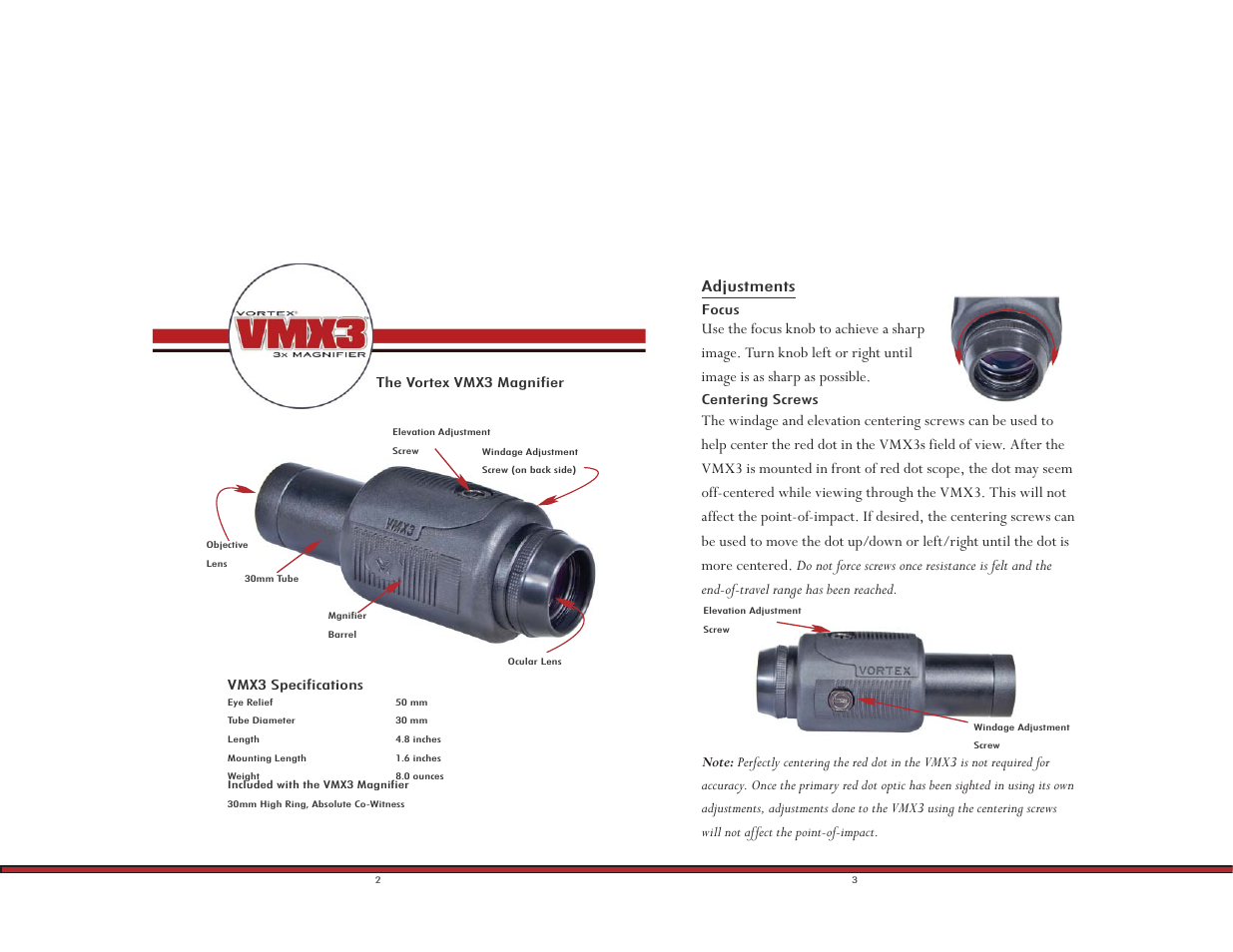 Vortex Optics VMX3 MAGNIFIER - VMX3 COMBO User Manual | Page 2 / 5