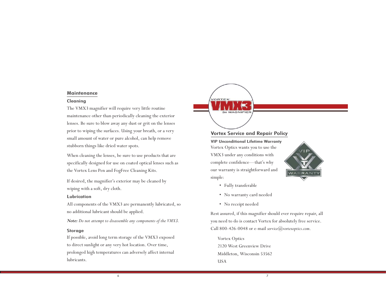 Vortex Optics VMX3 MAGNIFIER - VMX3 COMBO User Manual | Page 4 / 5