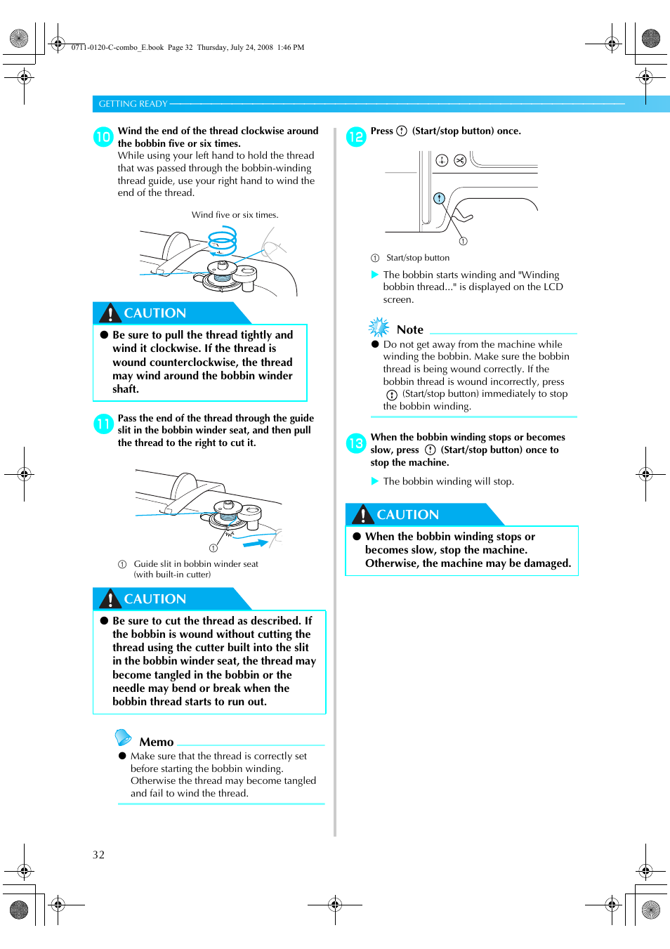 Caution | Brother XE5427-001 User Manual | Page 34 / 92