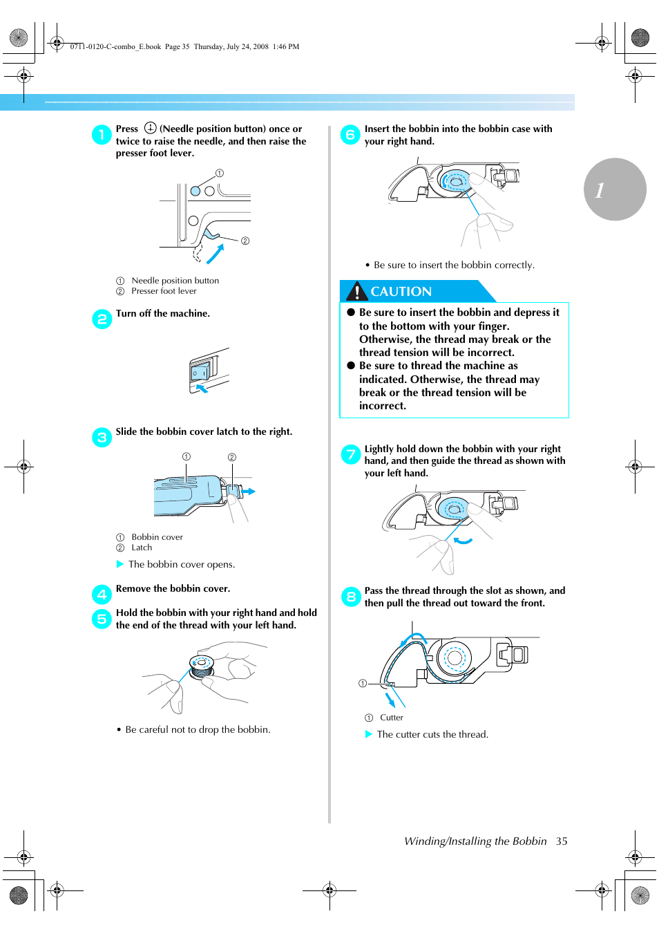 Caution | Brother XE5427-001 User Manual | Page 37 / 92