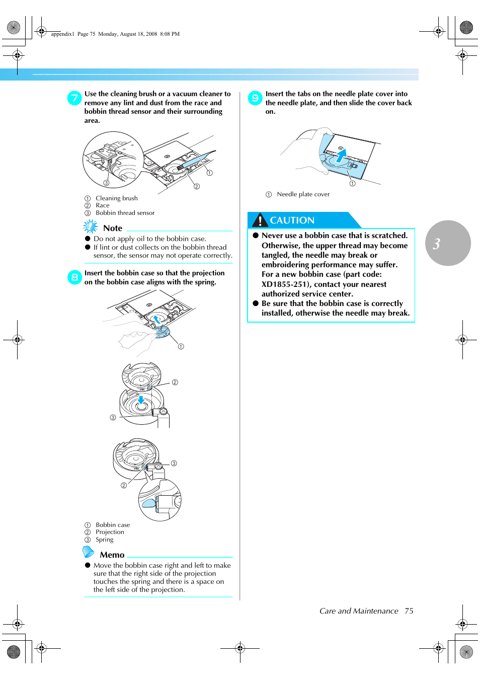 Caution | Brother XE5427-001 User Manual | Page 77 / 92