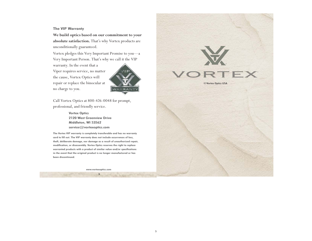 Vortex Optics VIPER 6X32 BINOCULAR User Manual | Page 5 / 5