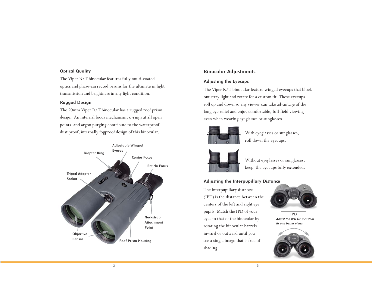 Vortex Optics VIPER R/T 10X50 BINOCULAR User Manual | Page 2 / 8