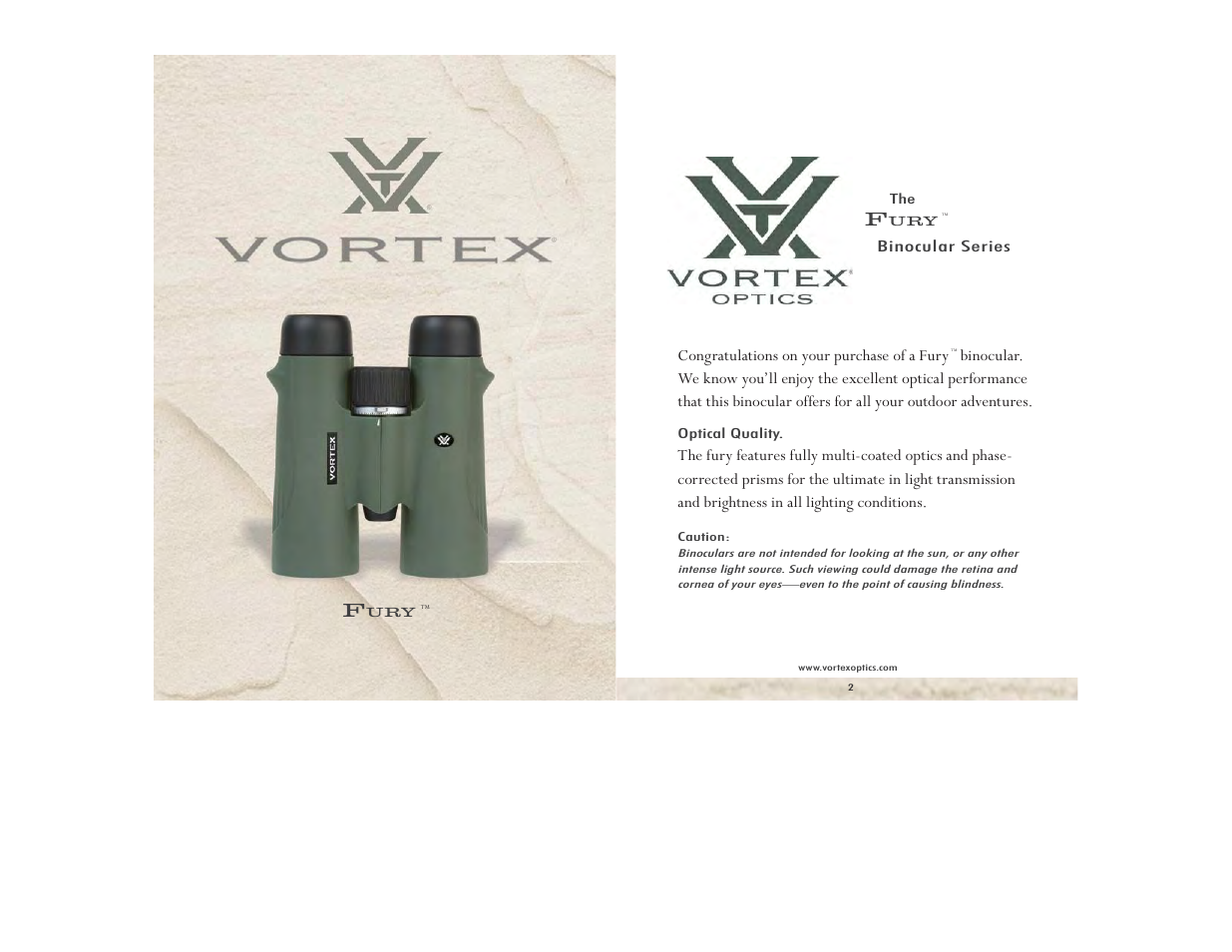 Vortex Optics FURY 6.5X32 BINOCULAR User Manual | 5 pages