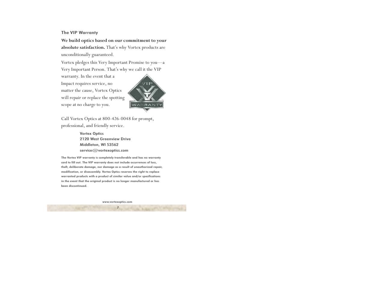 Vortex Optics IMPACT 25-75X70 SPOTTING SCOPE User Manual | Page 4 / 4