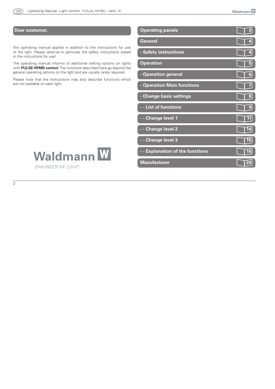 Waldmann PULSE HFMD version VFC III - with MFT User Manual | Page 2 / 24