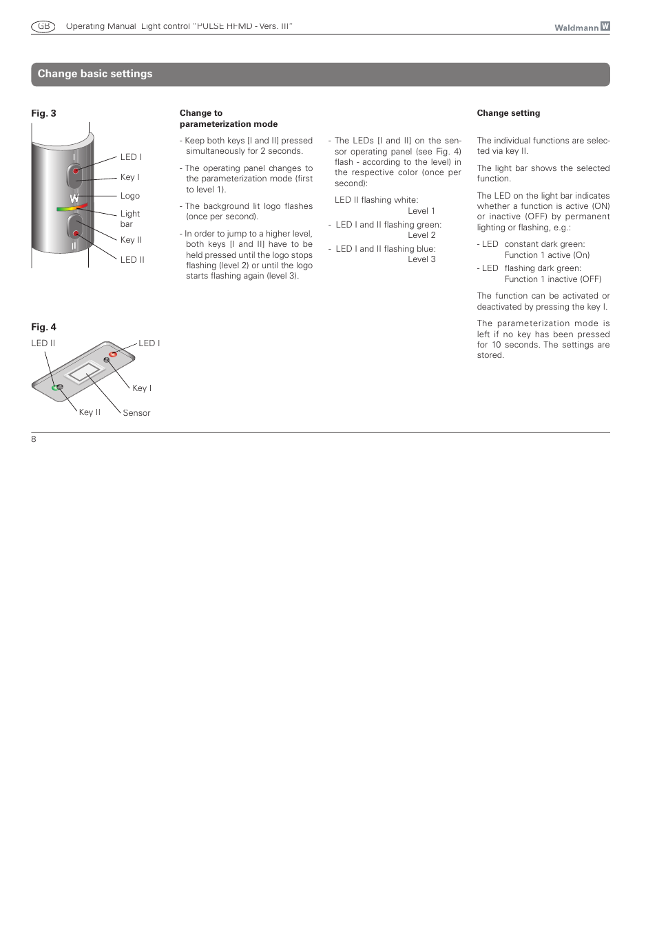 Change basic settings | Waldmann PULSE HFMD version VFC III - with MFT User Manual | Page 8 / 24