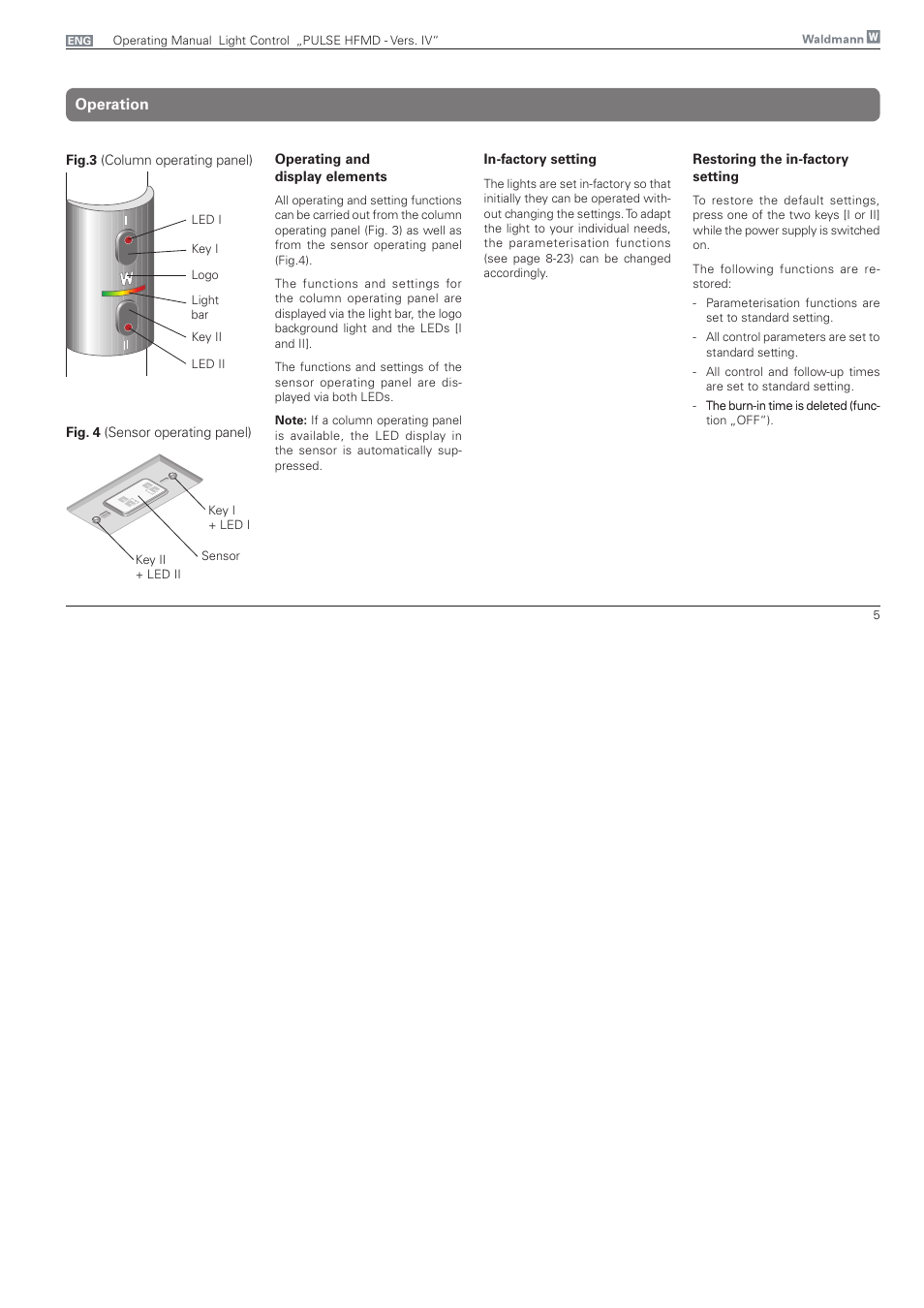Operation | Waldmann PULSE HFMD version VFC IV - with MFT, Typ I User Manual | Page 5 / 24
