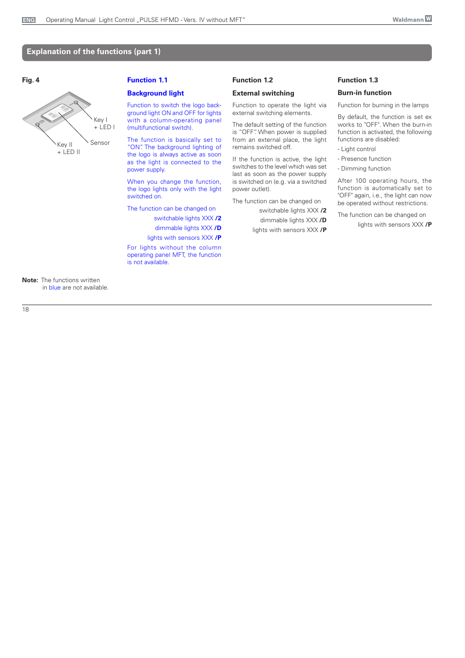 Explanation of the functions, Explanation of the functions (part 1) | Waldmann PULSE HFMD version VFC IV - without MFT User Manual | Page 18 / 24
