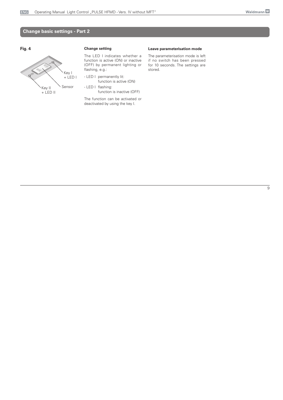 Change basic settings - part 2 | Waldmann PULSE HFMD version VFC IV - without MFT User Manual | Page 9 / 24