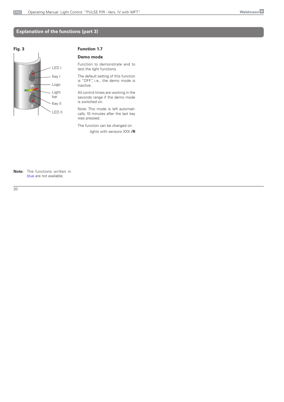 Explanation of the functions (part 3) | Waldmann PULSE PIR version IV - with MFT, Typ I User Manual | Page 20 / 24
