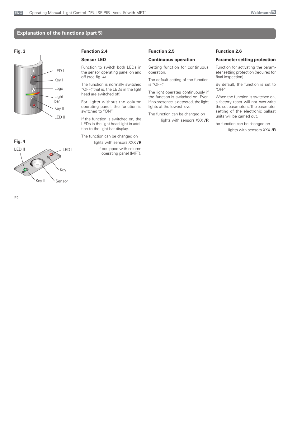 Explanation of the functions (part 5) | Waldmann PULSE PIR version IV - with MFT, Typ I User Manual | Page 22 / 24