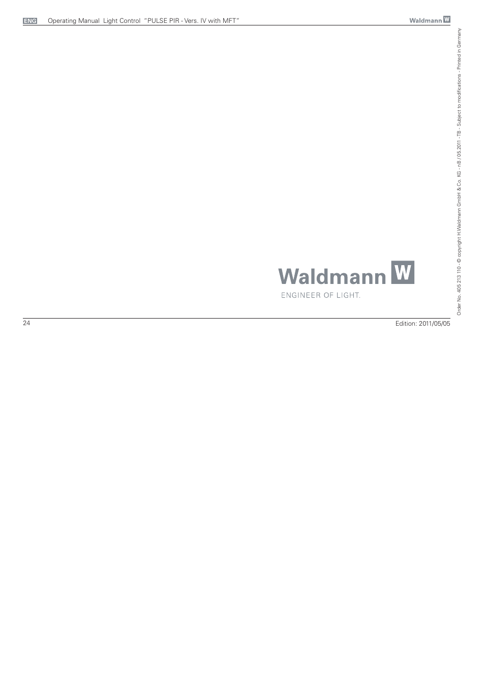 Waldmann PULSE PIR version IV - with MFT, Typ I User Manual | Page 24 / 24