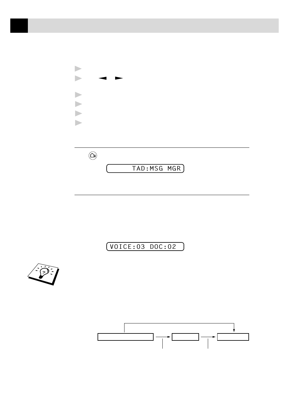 Activating message manager mode, Message indicator, Erasing the outgoing message (ogm) 1 | Brother 515 User Manual | Page 86 / 120