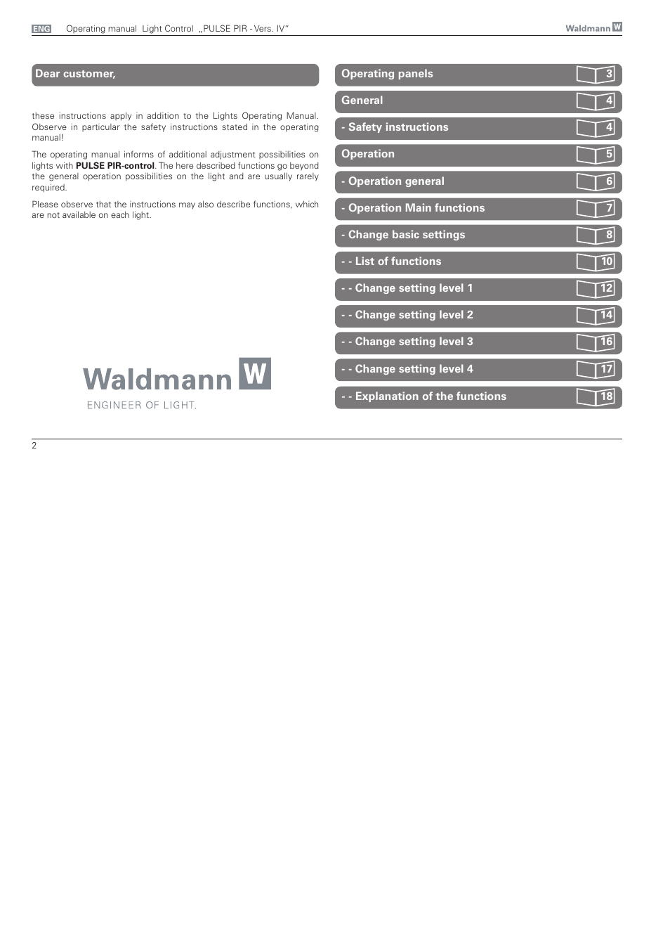 Waldmann PULSE PIR version IV - without MFT User Manual | Page 2 / 24