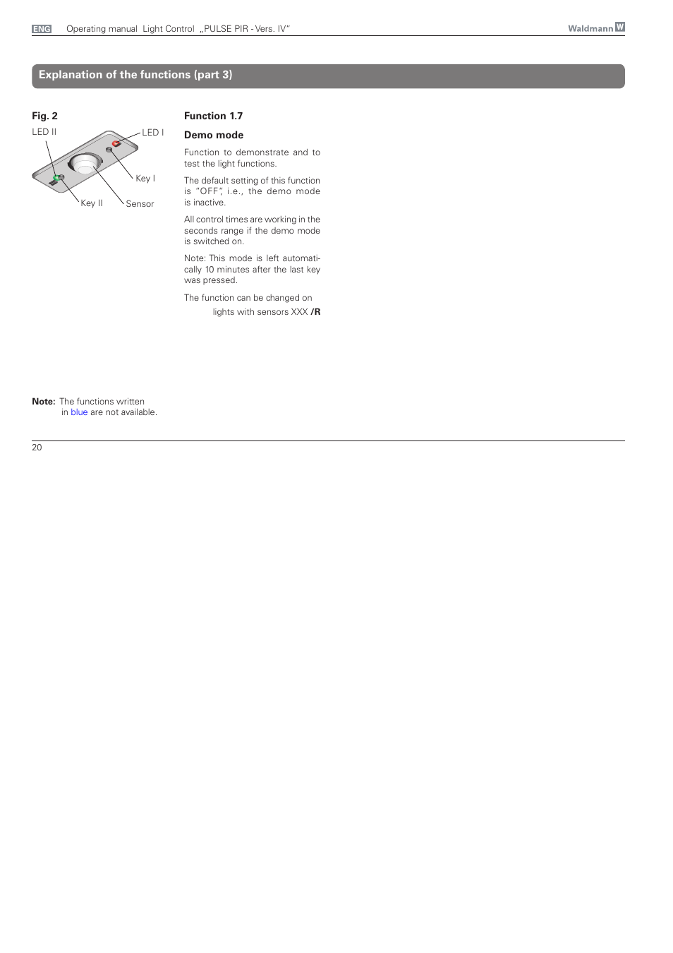 Explanation of the functions (part 3) | Waldmann PULSE PIR version IV - without MFT User Manual | Page 20 / 24
