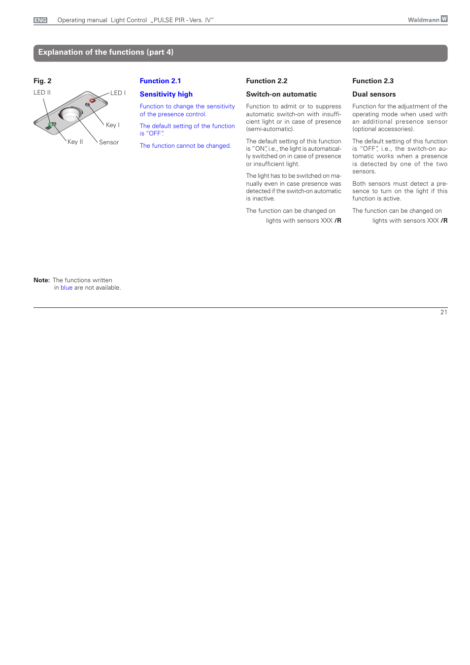 Explanation of the functions (part 4) | Waldmann PULSE PIR version IV - without MFT User Manual | Page 21 / 24
