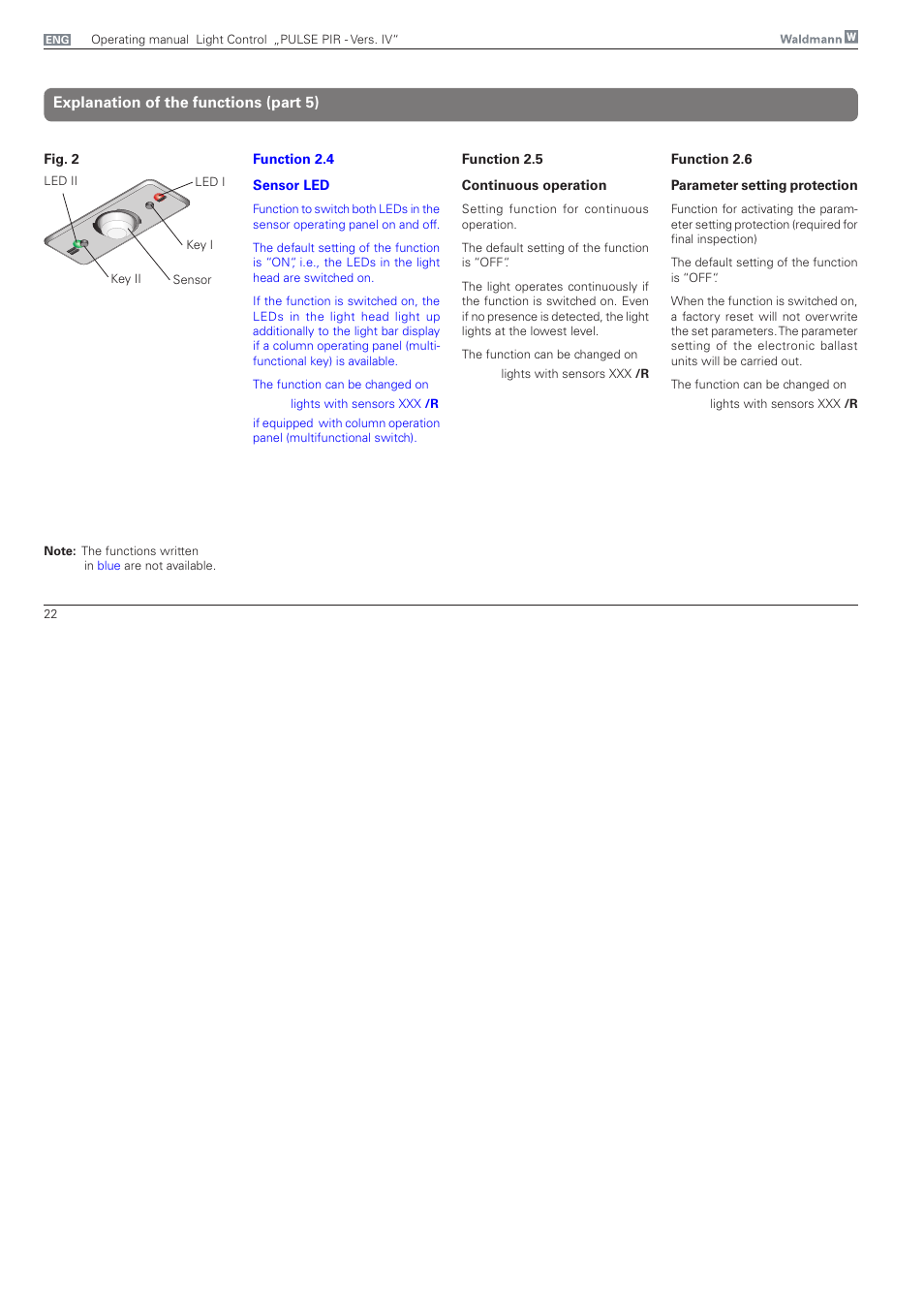 Explanation of the functions (part 5) | Waldmann PULSE PIR version IV - without MFT User Manual | Page 22 / 24