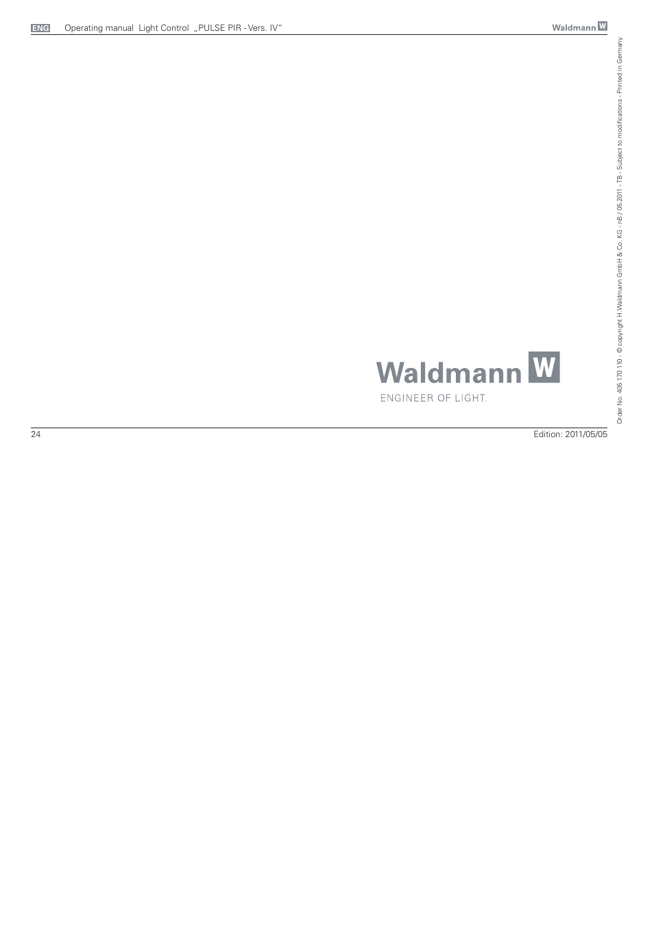 Waldmann PULSE PIR version IV - without MFT User Manual | Page 24 / 24