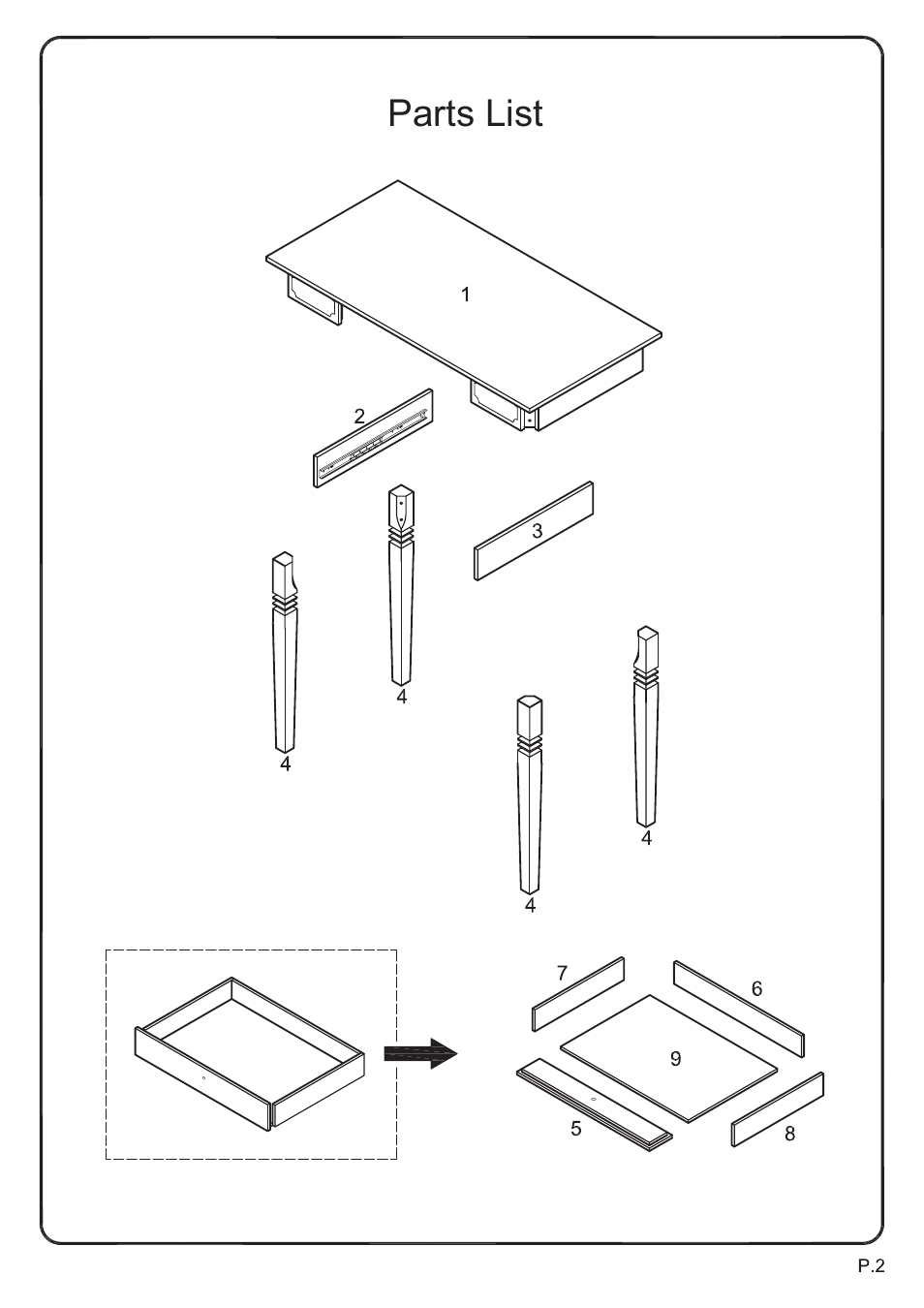 Walker Edison Furniture DW48S30 Writing Desk User Manual | Page 2 / 8