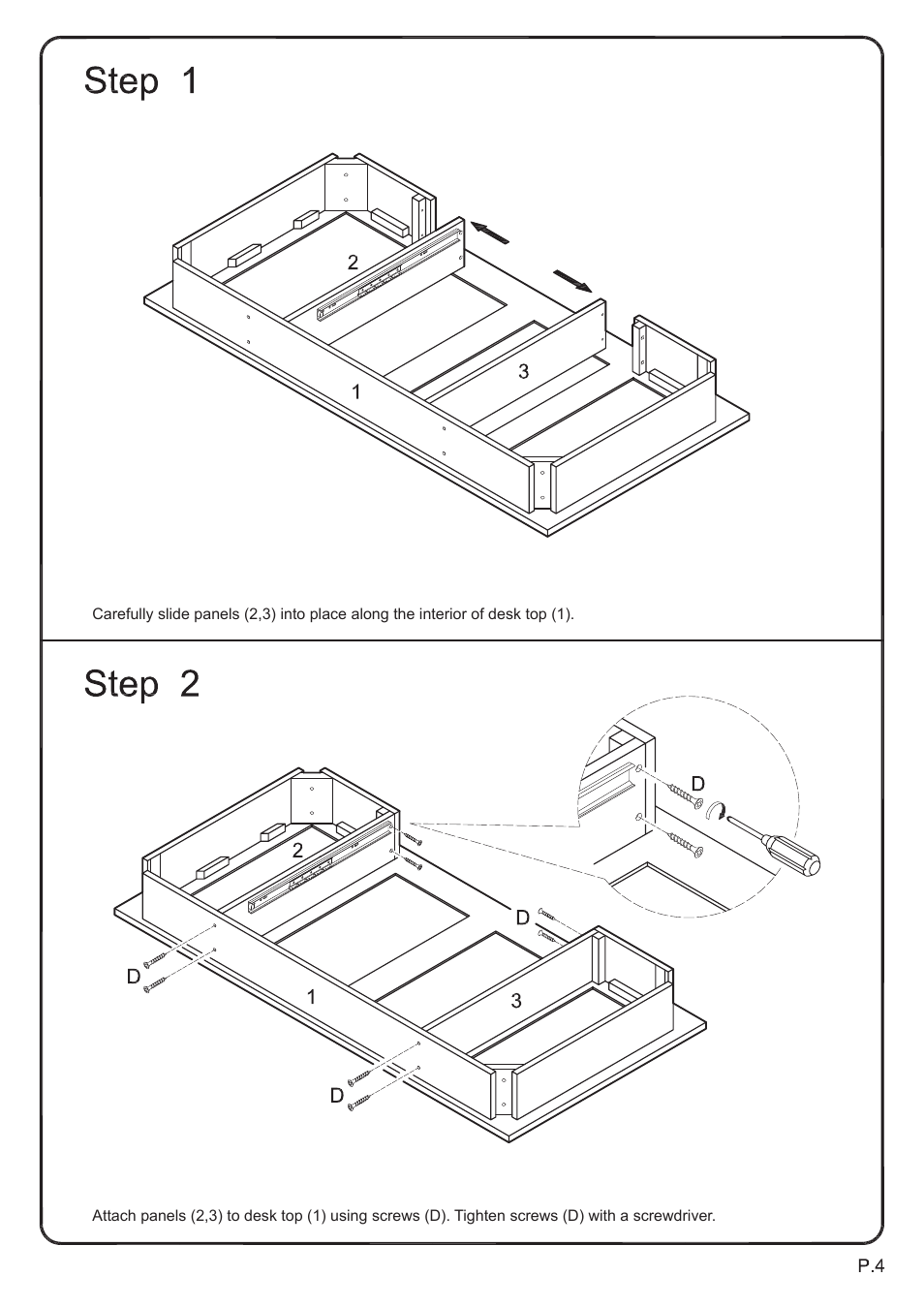 Walker Edison Furniture DW48S30 Writing Desk User Manual | Page 4 / 8