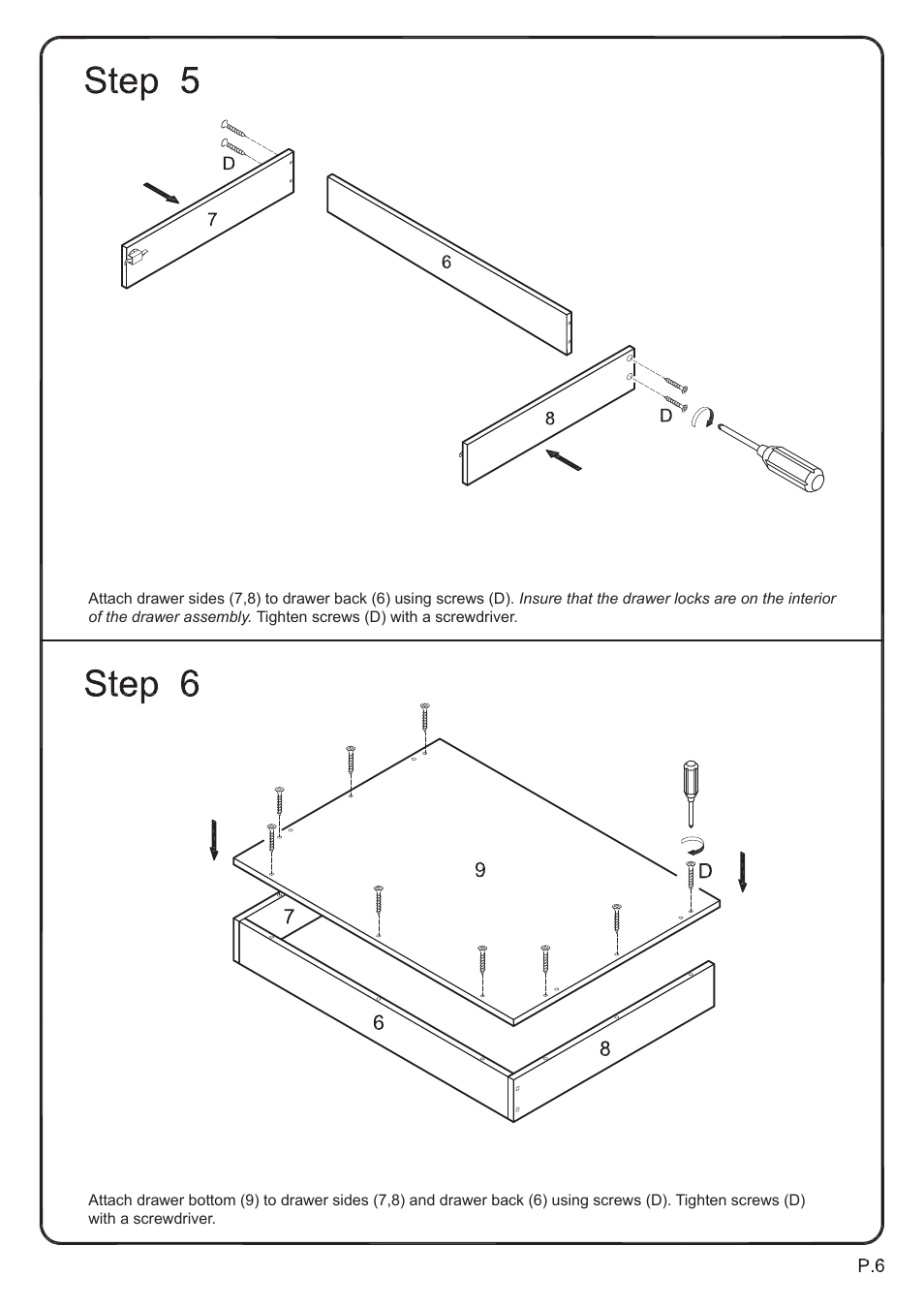 Walker Edison Furniture DW48S30 Writing Desk User Manual | Page 6 / 8