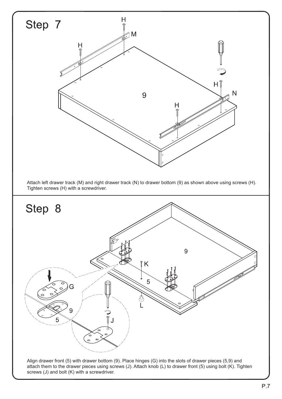 Walker Edison Furniture DW48S30 Writing Desk User Manual | Page 7 / 8
