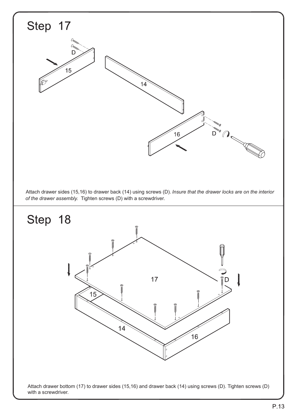 Walker Edison Furniture DW48D30 Storage Desk User Manual | Page 13 / 19