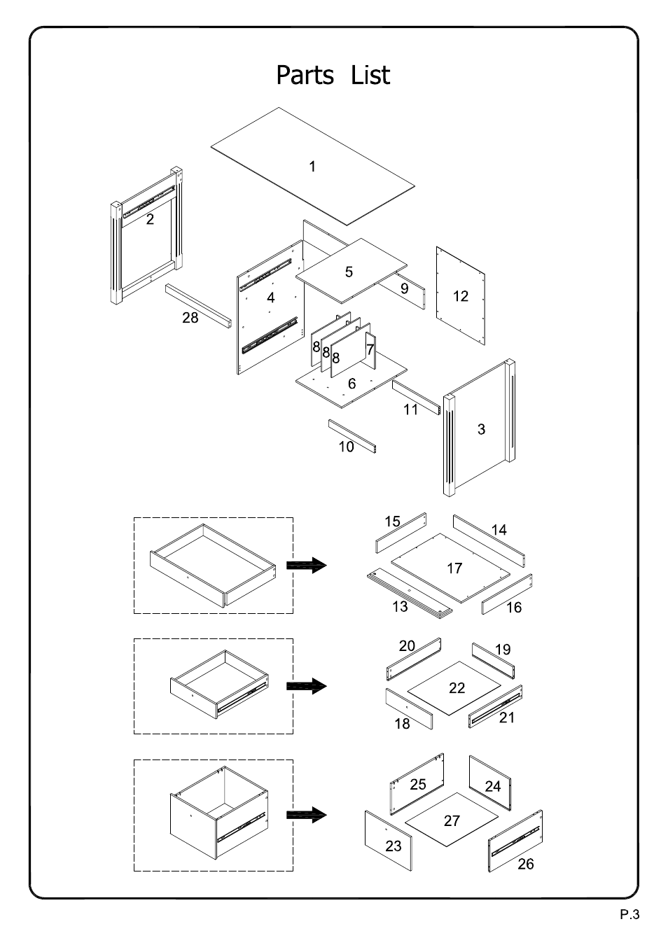 Walker Edison Furniture DW48D30 Storage Desk User Manual | Page 3 / 19