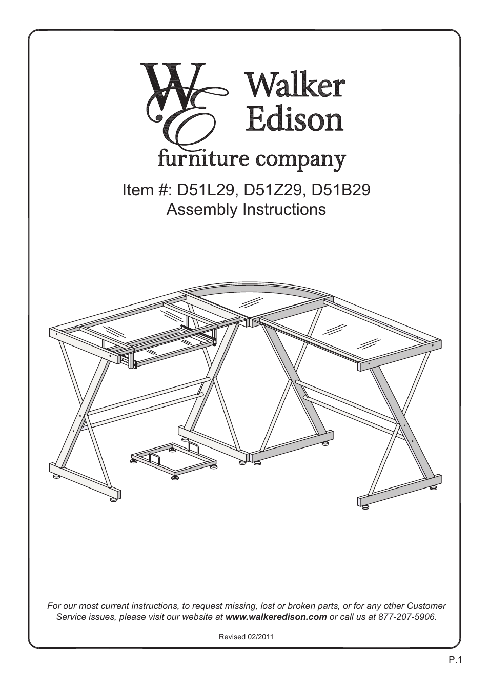Walker Edison Furniture D51B29 Soreno L-Shaped Computer Desk User Manual | 10 pages