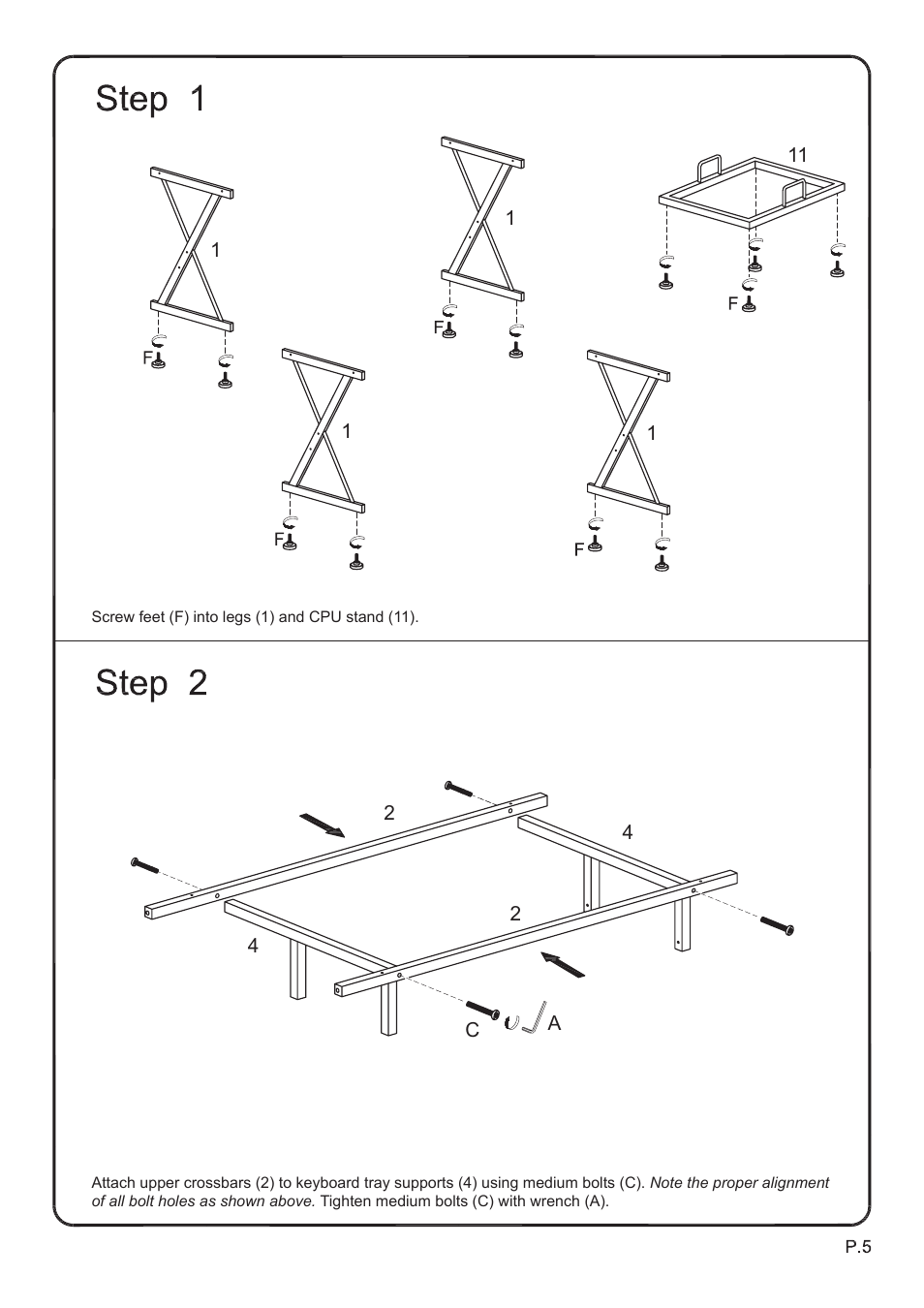 Walker Edison Furniture D51B29 Soreno L-Shaped Computer Desk User Manual | Page 5 / 10