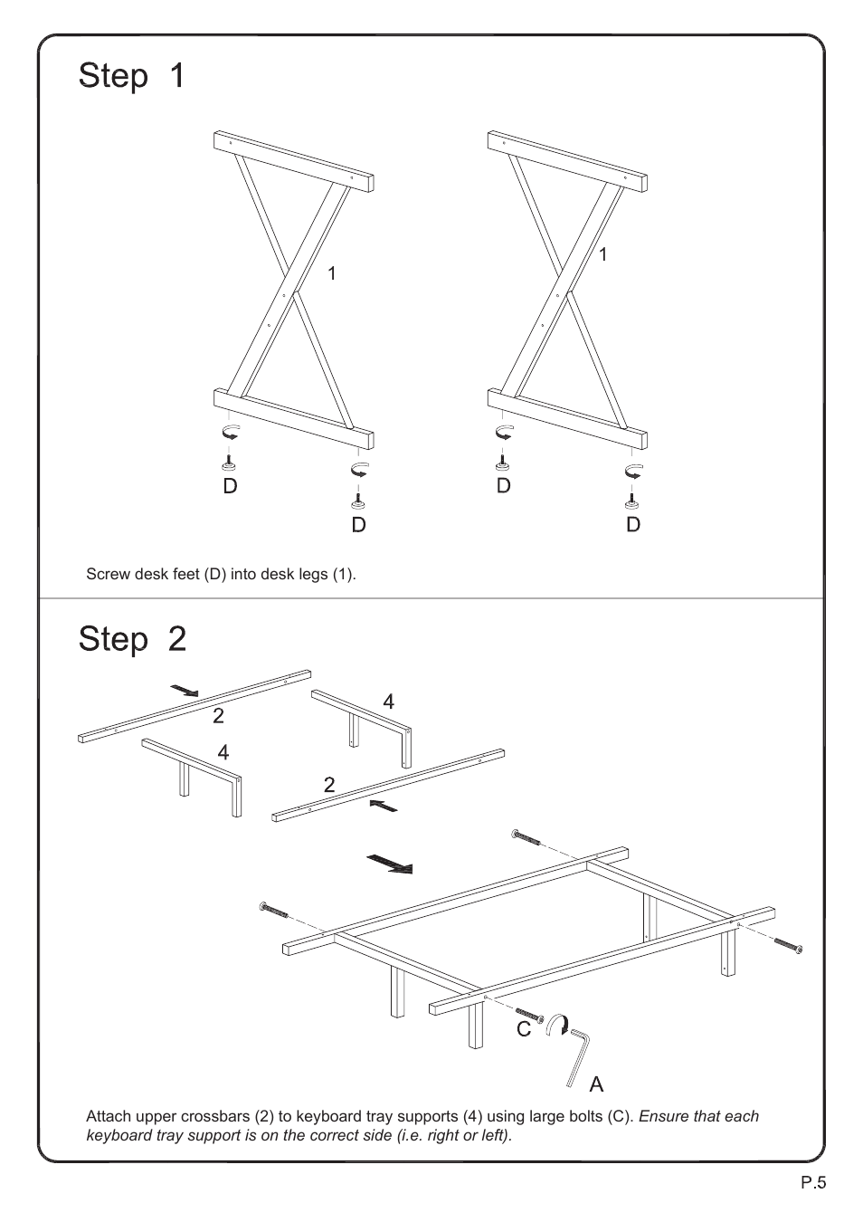Walker Edison Furniture D31S29 Solo Computer Desk User Manual | Page 5 / 9