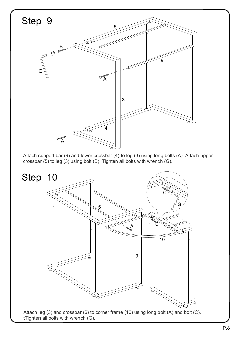 Walker Edison Furniture D56C33CB C-Frame Computer Desk User Manual | Page 8 / 11