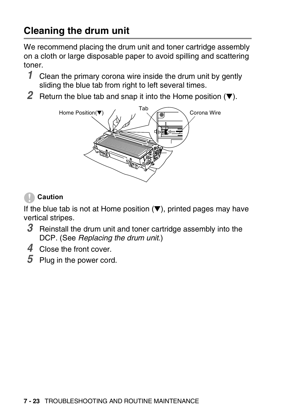 Cleaning the drum unit, Cleaning the drum unit -23, See cleaning the drum unit | D cleaning the drum unit .), T. (see cleaning the drum unit | Brother DCP-8045D User Manual | Page 104 / 140