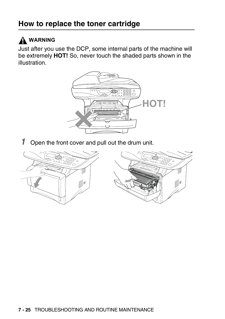 How to replace the toner cartridge, How to replace the toner cartridge -25 | Brother DCP-8045D User Manual | Page 106 / 140