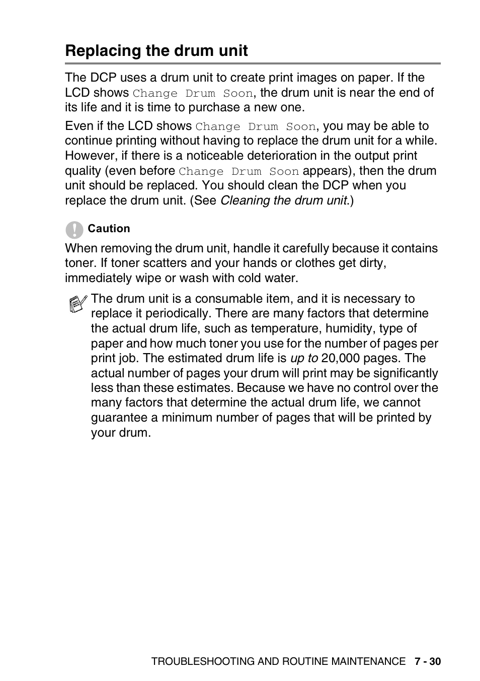 Replacing the drum unit, Replacing the drum unit -30, See replacing the drum unit .) | See replacing the drum unit, T. (see replacing the drum unit | Brother DCP-8045D User Manual | Page 111 / 140