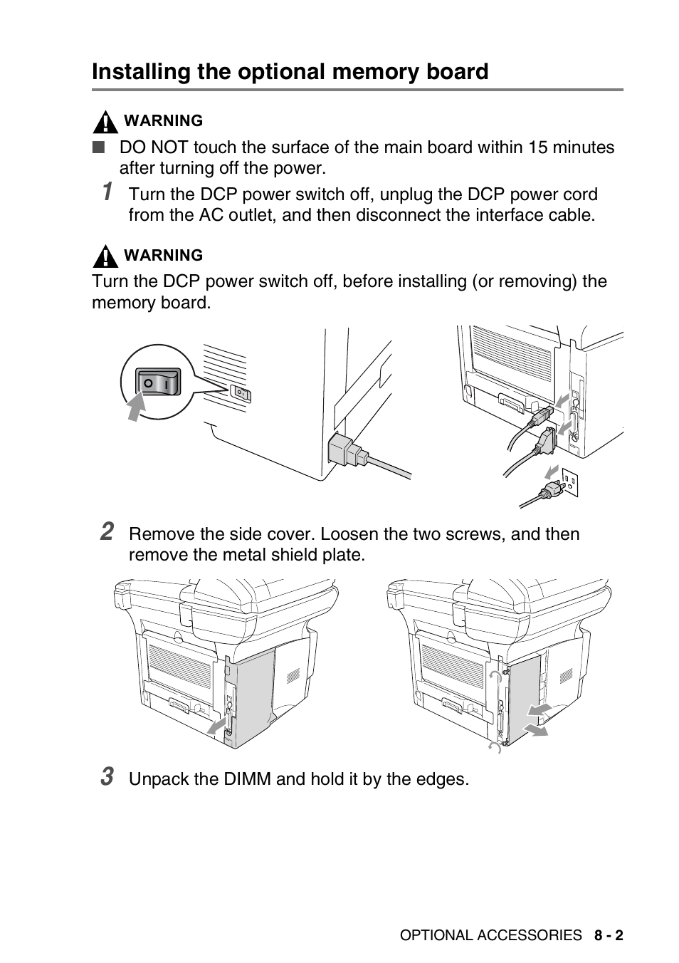 Installing the optional memory board, Installing the optional memory board -2 | Brother DCP-8045D User Manual | Page 117 / 140