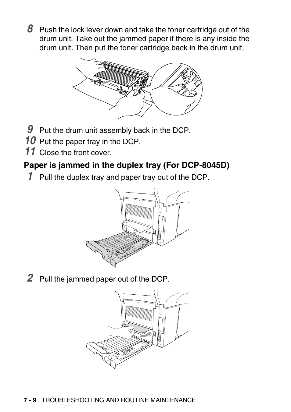 Paper is jammed in the duplex tray (for dcp-8045d), Paper is jammed in the duplex tray, For dcp-8045d) -9 | Brother DCP-8045D User Manual | Page 90 / 140